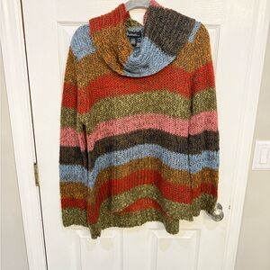 Multicolor Striped Cowl Neck Sweater XL